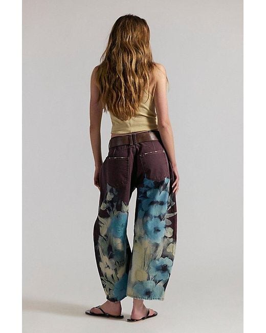 Free People Multicolor Good Luck Printed Barrel Jeans