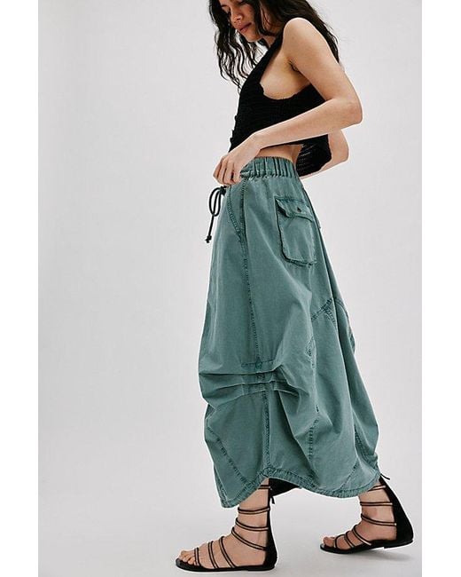 Free People Willow Poplin Maxi Skirt in Green | Lyst