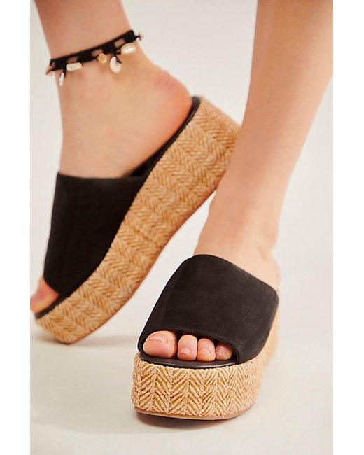 Free People Black Harbor Raffia Flatform Sandals