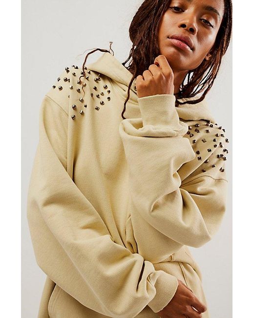 Free People Natural Lonely Heart Hoodie At In Sand Jam, Size: Xs