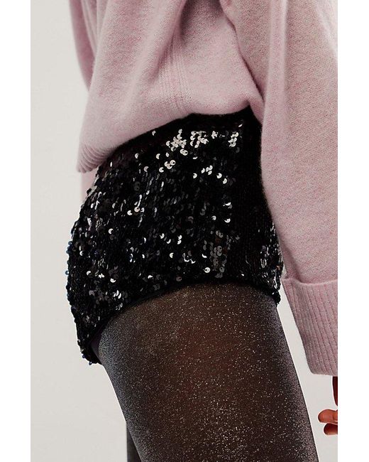 Free People Black Stay Cute Sequin Micro Shorts
