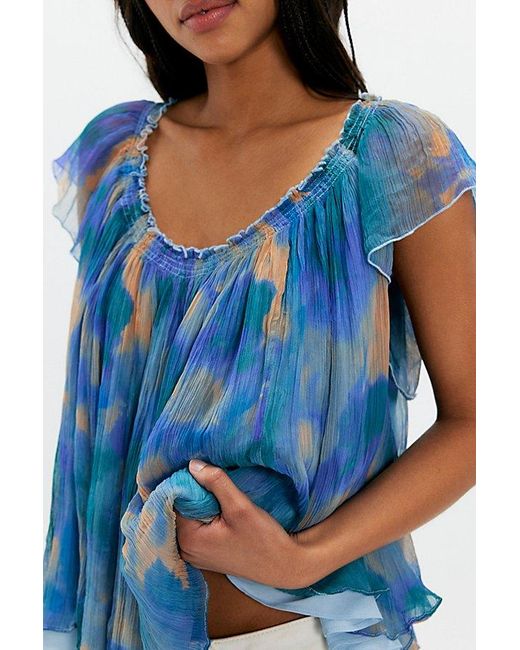 Free People Blue Roma Printed Top