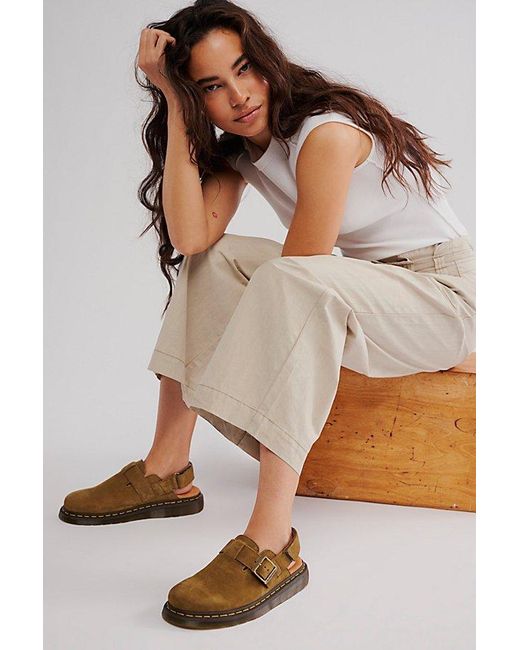 Dr. Martens Brown Jorge Ii Slingbacks At Free People In Muted Olive, Size: Us 5