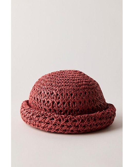 Free People Red Sailor Straw Hat