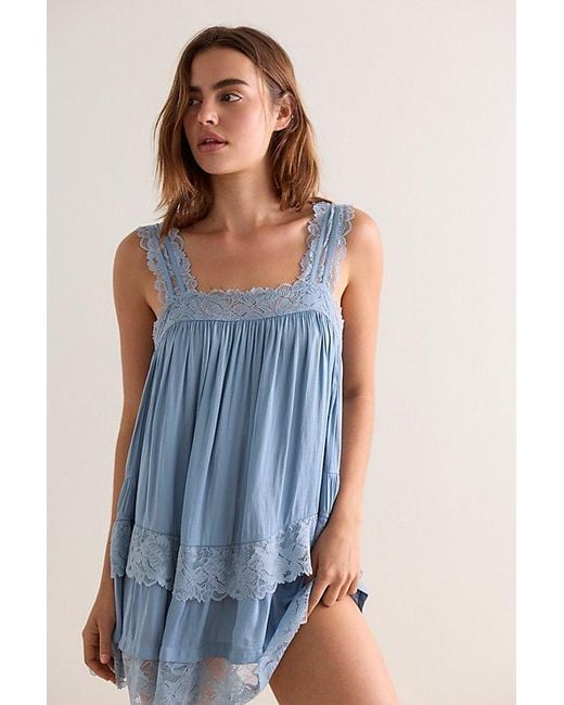 Intimately By Free People Blue Forever Yours Mini Slip Dress By