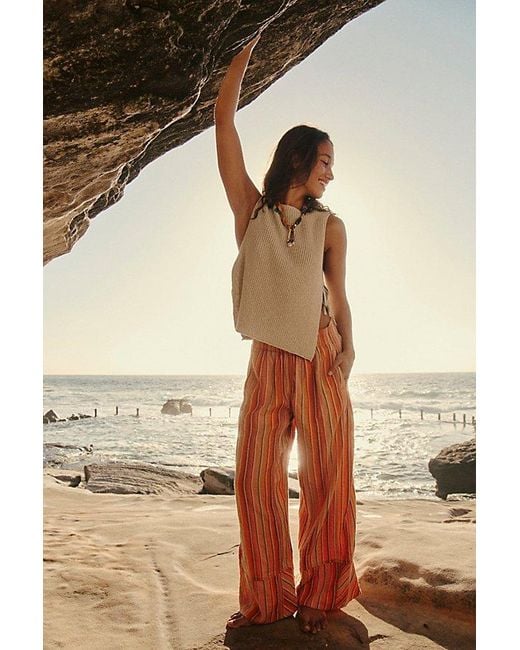 Free People Orange Day's End Stripe Pants