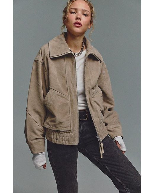 Free People Gray We The Free Desert Moon Suede Jacket