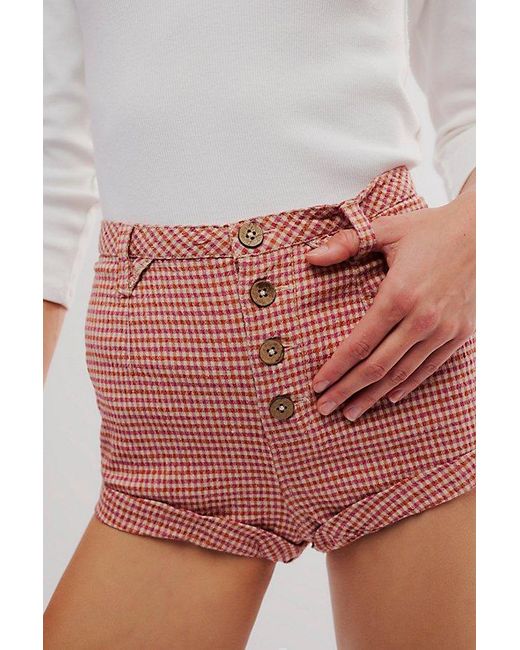 Free People Multicolor Checked Out Plaid Micro Shorts