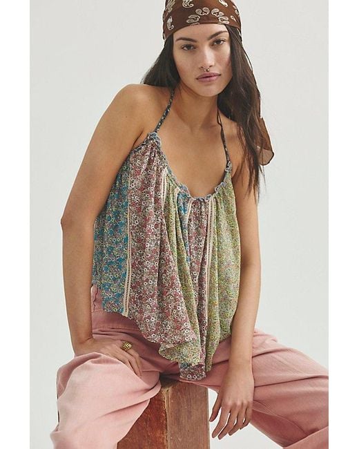 Free People Green Costa Printed Tank Top