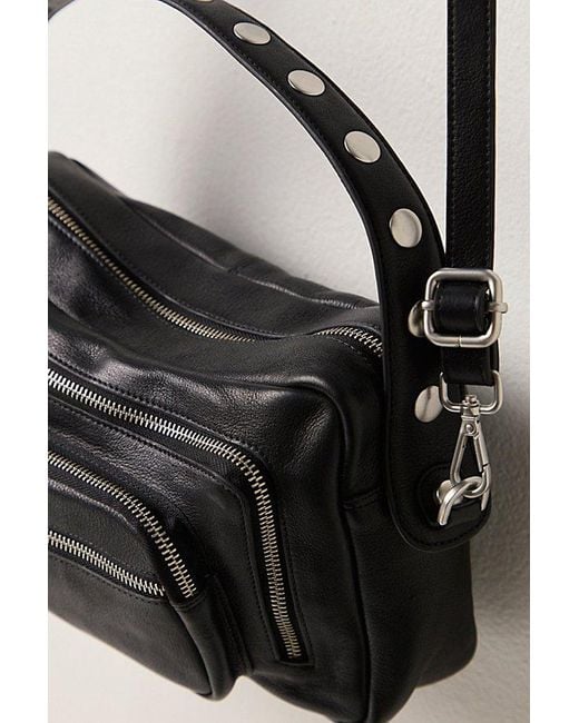 Free People Black Zia Zip Pocket Shoulder Bag