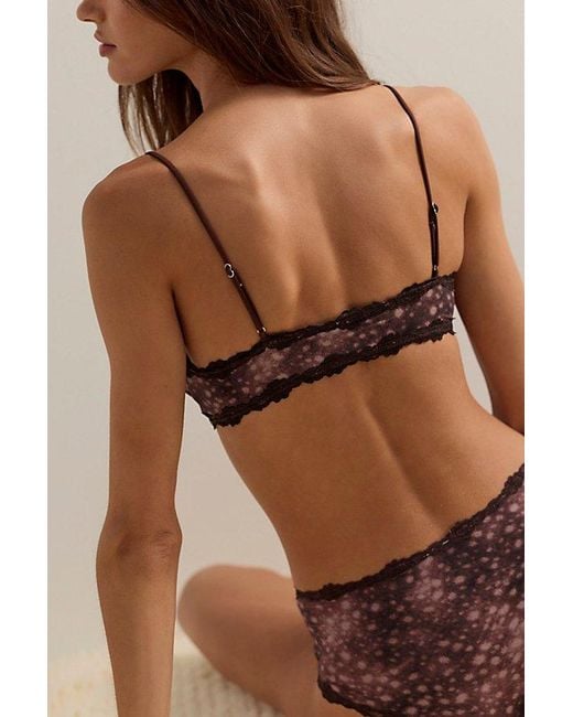 Intimately By Free People Brown Charlie Lace Printed Microfiber V-Neck Bralette By