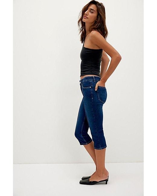 Free People Blue Dusk To Dawn Capri Jeans
