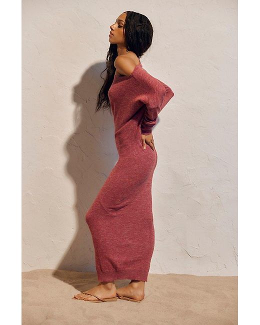 free-est Red Hollis Sweater Midi Dress By