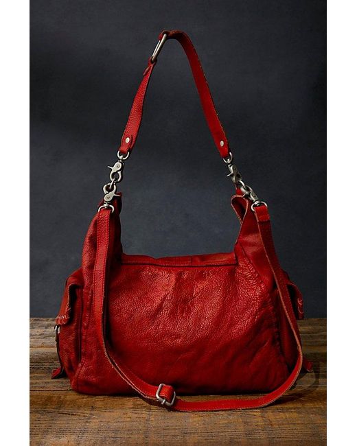 Free People Red We The Free Leigh Distressed Tote
