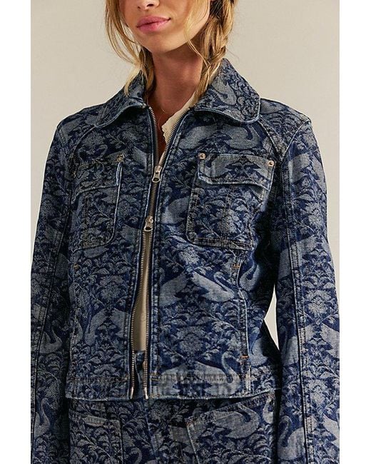 Free People Blue River Denim Printed Jacket