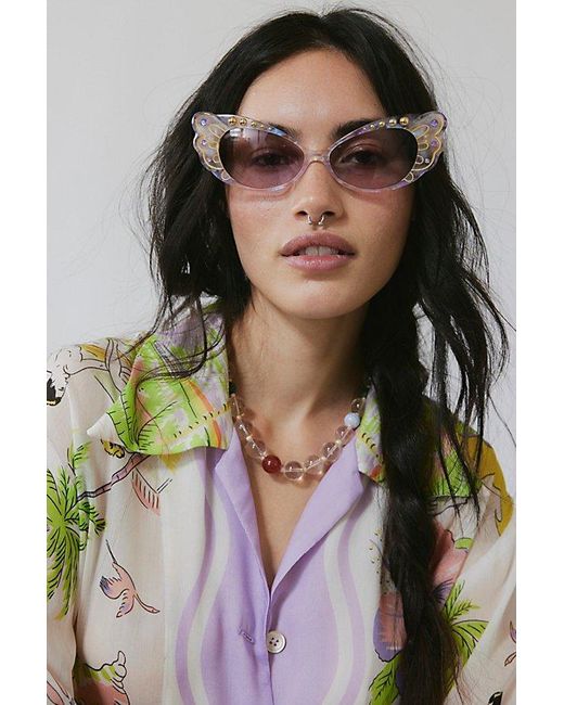 Anna Sui Natural Pearl Wing Oversized Sunglasses
