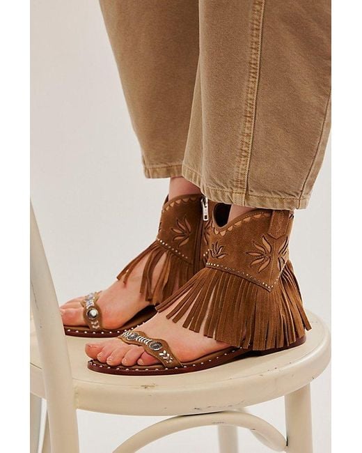 Ash Brown Dakota Fringe Sandals