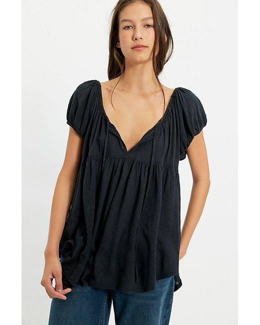 Free People Black Bella Babydoll Top