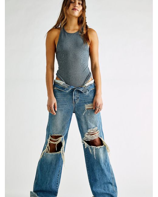 Free People Blue Ollie Extreme Wide Leg Jeans