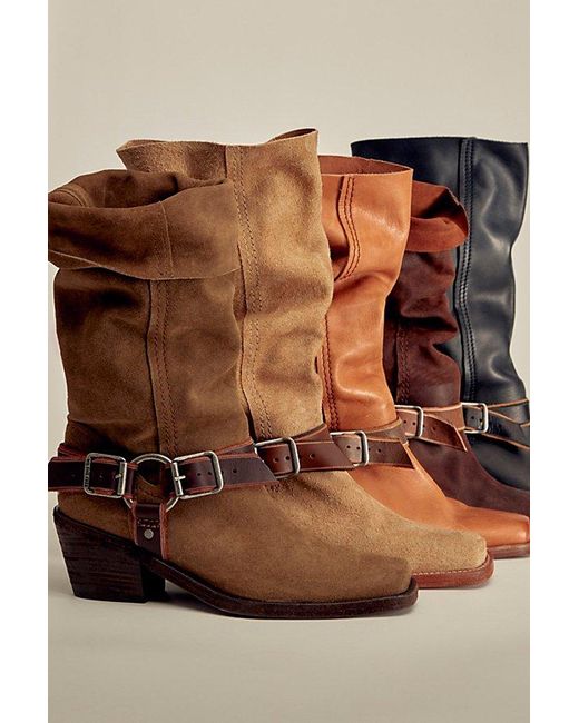 Free People Brown Denver Double Buckle Boots