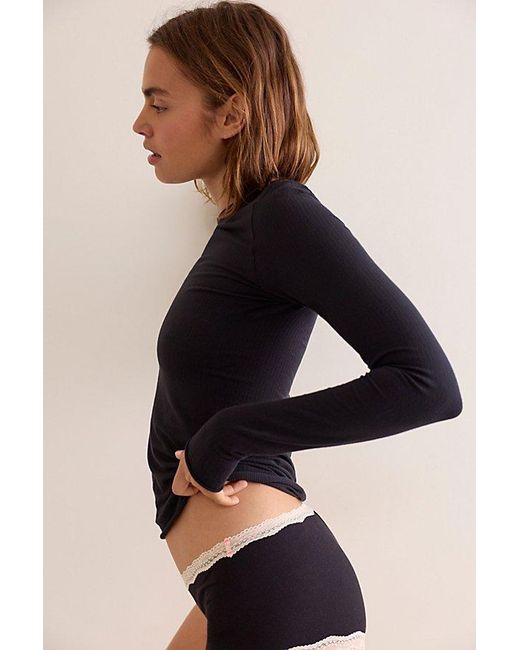 Intimately By Free People Black So Soft Seamless Modal Long Sleeve By