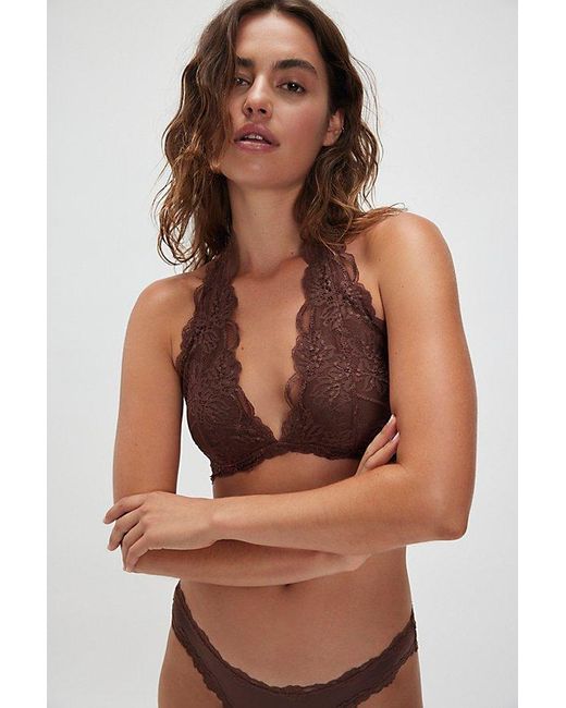 Intimately By Free People Brown Last Dance Lace Halter Bralette By
