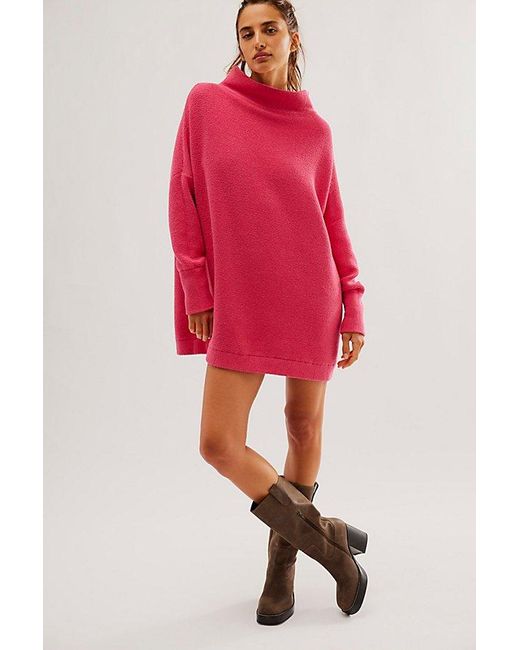 Free People Red Ottoman Slouchy Tunic Jumper At In Mademoiselle, Size: Xs