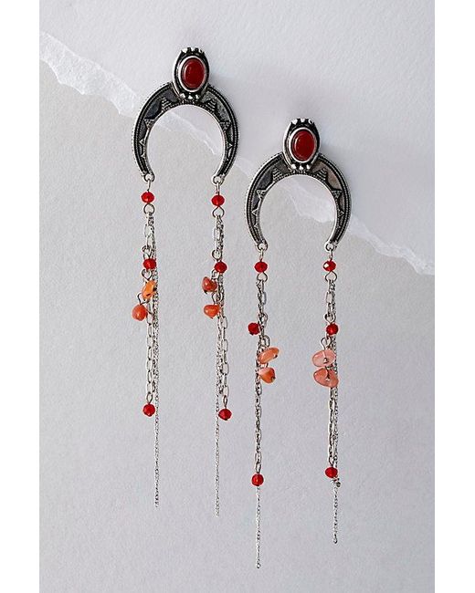 Free People Multicolor Rhiannon Stone Earrings At In Silver Red Agate