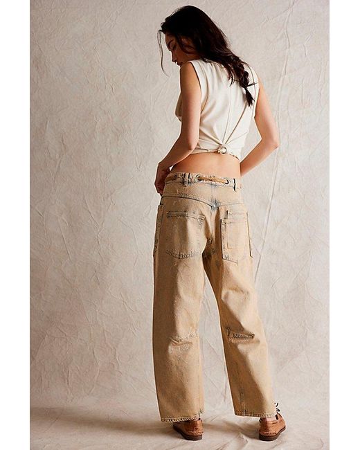 Free People Brown Moxie Pull-on Barrel Jeans