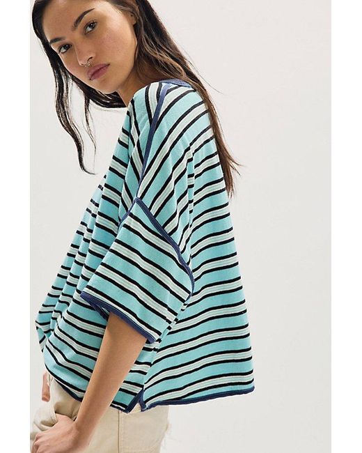 Free People Blue Clean Rugby Tee