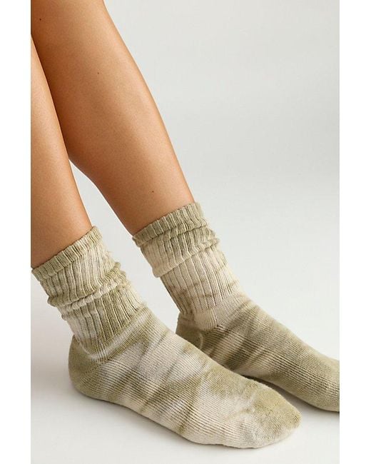 American Trench Green Natural Tie-Dyed Socks By