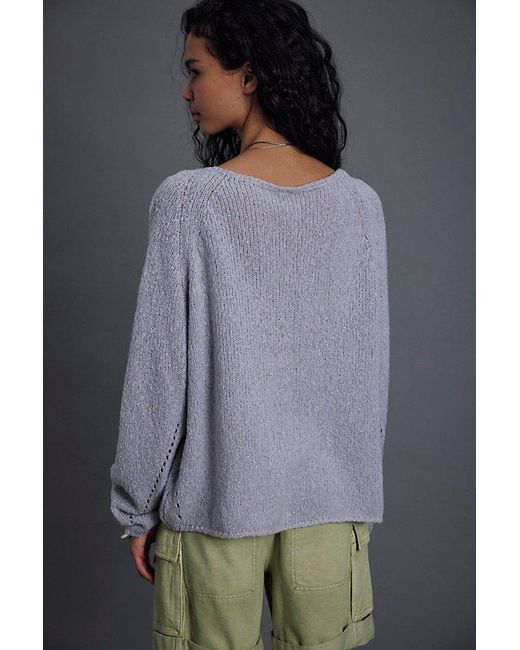Free People Gray Shoreline Softspun Knit Pullover
