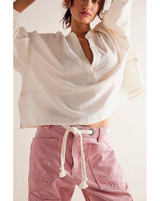Free People Pink We The Free Moxie Railroad Low-slung Jeans