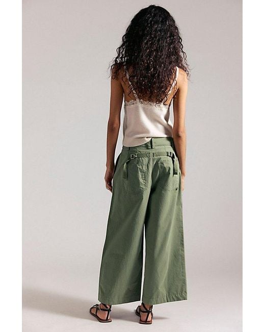 Free People Green Silverlake Wide-Leg Chino Trousers