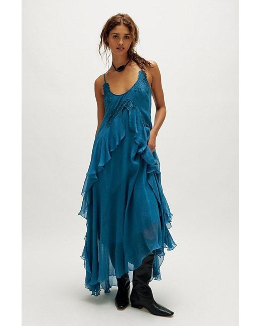 Nigel Preston Floating Angel Chiffon Maxi Dress in Blue | Lyst