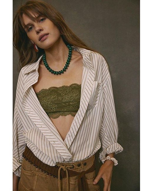 Free People Natural Sabine Striped Articulated Shirt