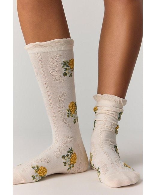 Free People White Wildflower Trouser Socks