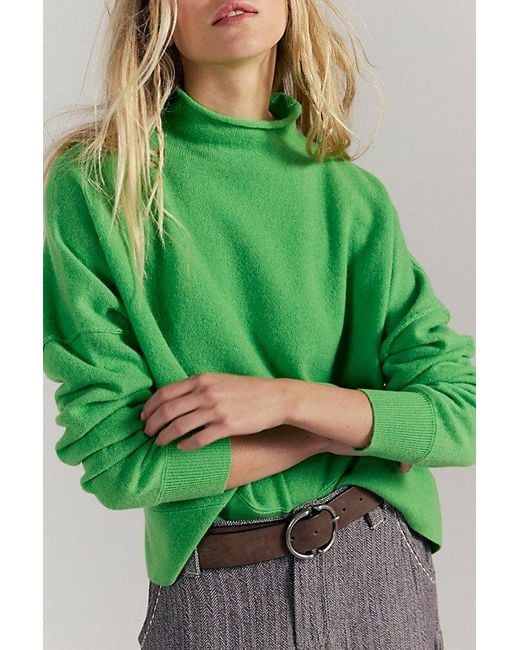 Free People Green Ambrose Cashmere Turtleneck Sweater