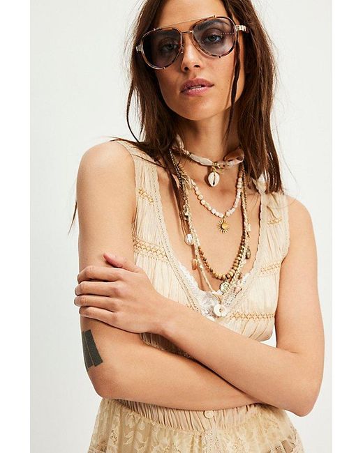 Free People Pink Wesley Oversized Aviator Sunglasses