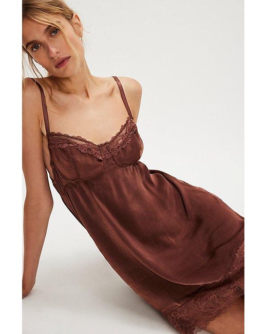 Free People Brown Over You Mini Slip By