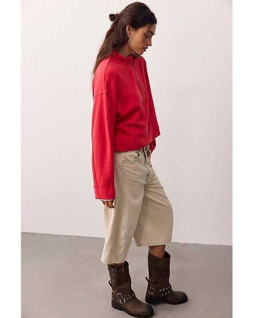 Free People Red Celeste Quarter Zip