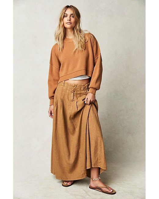 Free People Natural Coastal Maxi Skirt At In Iced Coffee, Size: Us 2