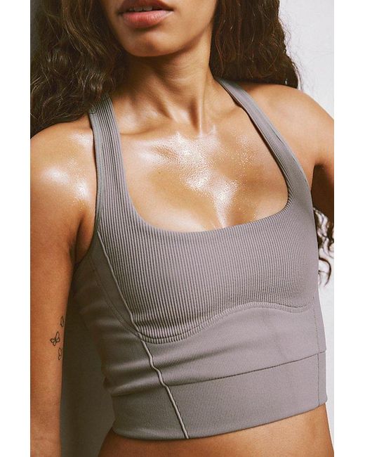 Fp Movement Gray Happiness Runs Corset Racer Back Tank