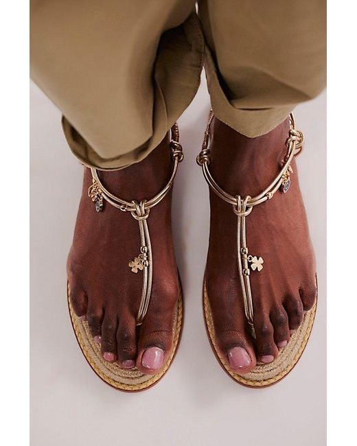 SCHUTZ SHOES Brown Treasure Chest Charm Sandals