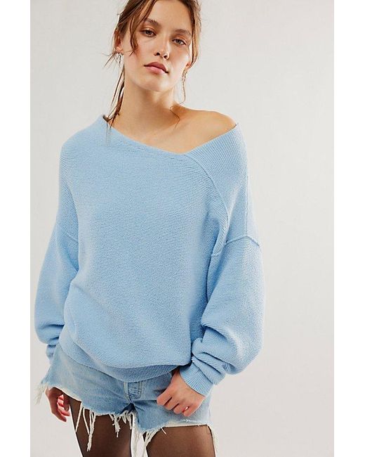 Free People Blue Ottoman Check Sweater