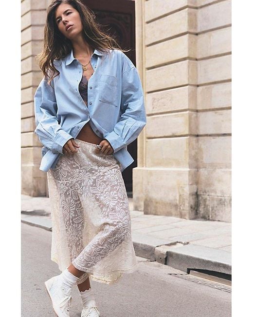 Free People Blue Lexi Striped Button Down Shirt