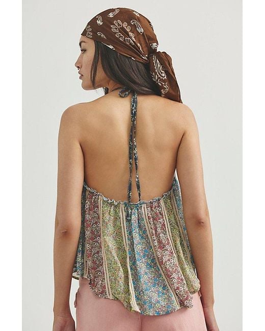 Free People Green Costa Printed Tank Top
