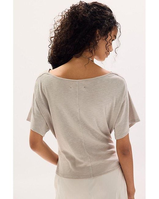 Free People White Waterfall Cowl-Neck Top