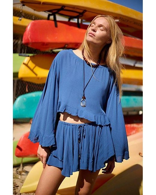 Free People Blue Delilah Skort Set By