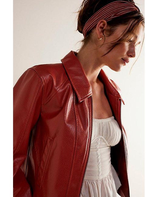 Free People Red Clarkie Jacket At Free People In Hotsauce, Size: Xl